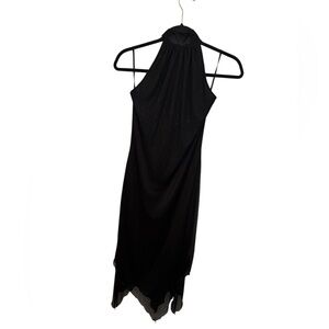 Ecru Studio Y2K Black Metallic Whimsygoth Fairy Asymmetrical Halter Dress